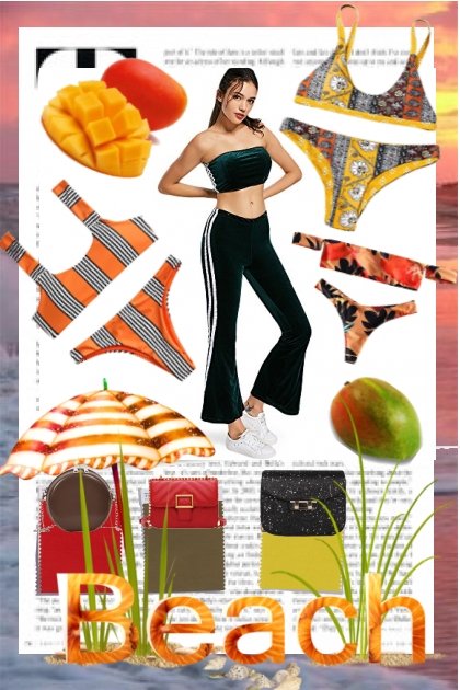 S/S Trendy Women Active wear and Bikini Tropical Orange Black look // Get More